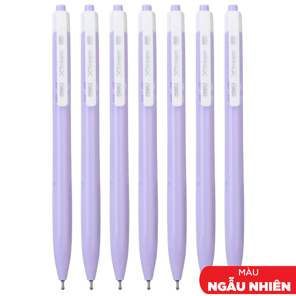 Combo 7 Bút Bi Bấm Xtream Màu Pastel 0.7 mm - Deli Q033 - Mực Xanh (Màu Thân Bút Giao Ngẫu Nhiên)