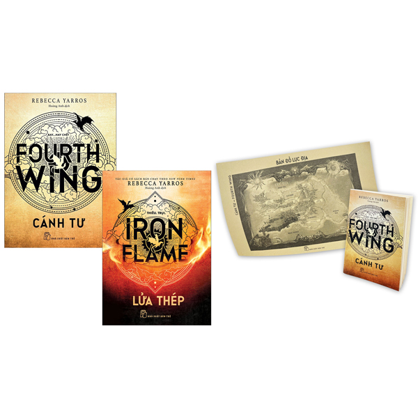 Combo Sách Fourth Wing - Cánh Tư + Iron Flame - Lửa Thép (Bộ 2 Cuốn) - Tặng Kèm Bản Đồ + Sổ Tay