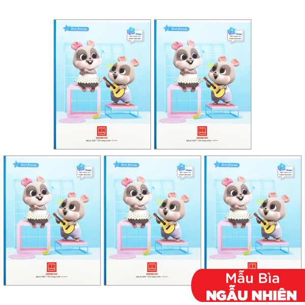 Combo 5 Tập Class Best Friend - 4 Ly Ngang 200 Trang 80gsm - Hồng Hà 0441 (Mẫu Màu Giao Ngẫu Nhiên)