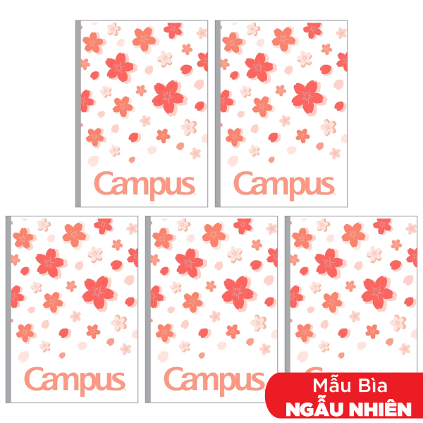 Combo 5 Tập Sakura B5 Kẻ Ngang Có Chấm 80 Trang ĐL 70g/m2 - Campus NB-BSKR80 (Mẫu Màu Giao Ngẫu Nhiên)