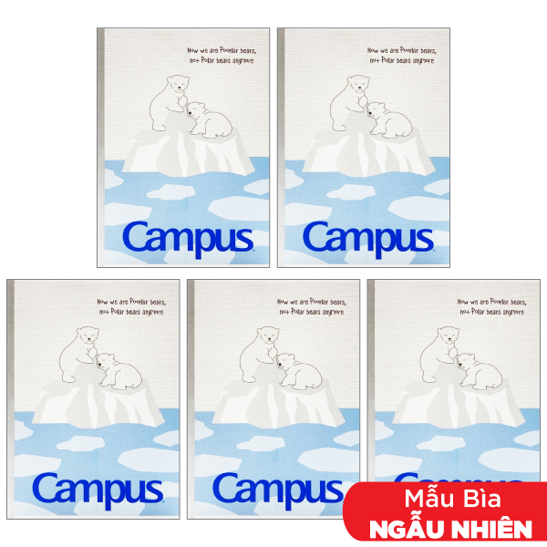 Combo 5 Tập Polar Bear - B5 Kẻ Ngang Có Chấm 80 Trang ĐL 70g/m2 - Campus NB-BPBE80 (Mẫu Màu Giao Ngẫu Nhiên)