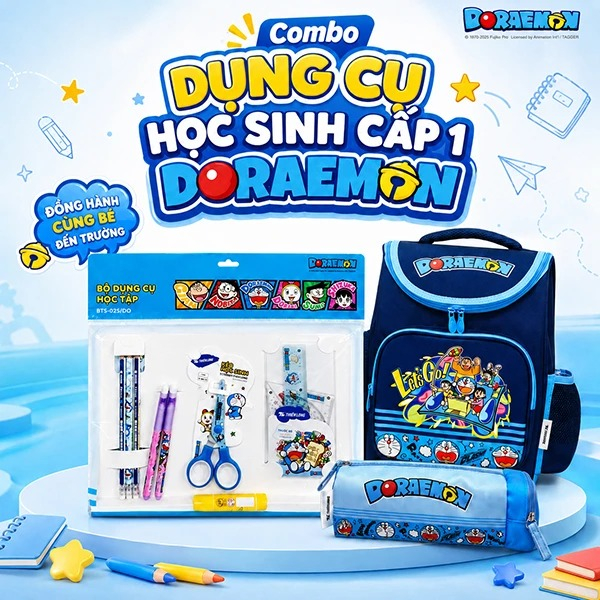 Combo Dụng Cụ Học Sinh Cấp 1 Doraemon