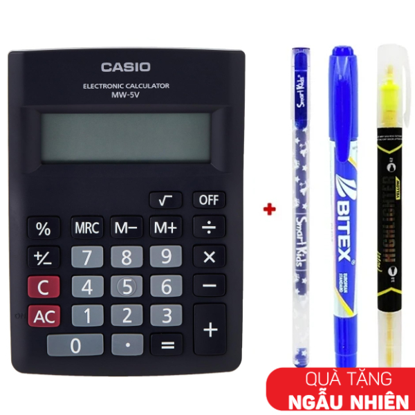 Máy Tính Văn Phòng Casio MW - 5V - BK - W-DP - Kèm Quà Chất