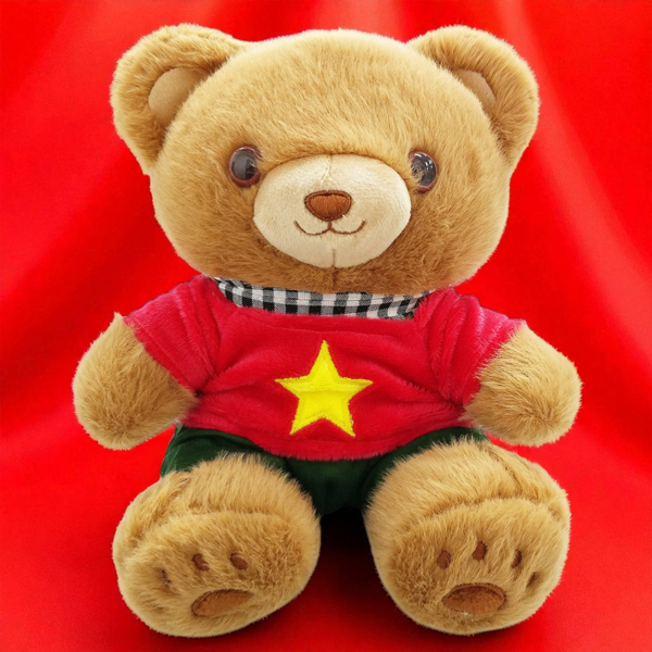 Gấu Bông Yêu Nước Áo Quốc Kỳ 40 cm - ZooZoo 4034025 - Màu Nâu