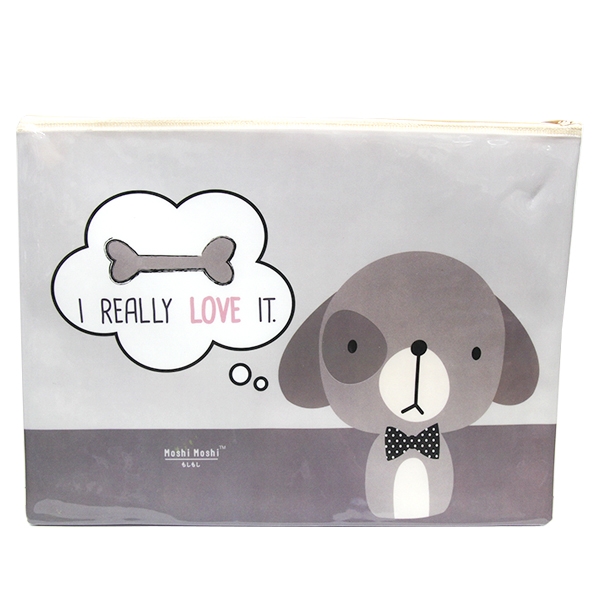 Bìa Kéo Nhựa Moshi 014 - Hình Chó - Màu Nâu