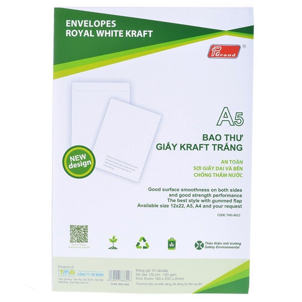 Bộ Bao Thư Grand A5 Kraft 8622 Màu Trắng
