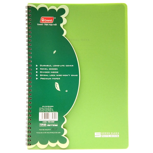 Sổ Lò Xo Phân Trang Grand A4 - Màu Xanh Lá