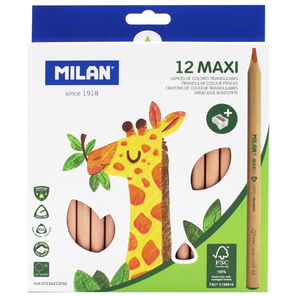 [Phiên chợ sách cũ] Hộp 12 Bút Chì Màu Gỗ Tái Chế Milan Maxi 07226212FSC