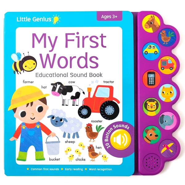 Little Genius My First Words Educational Sound Book - 10 Button Sound ...