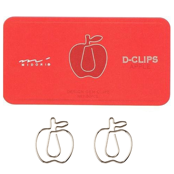 [Phiên chợ sách cũ] Hộp 30 Kẹp Giấy D-Clip Midori 43218 - Hình Táo