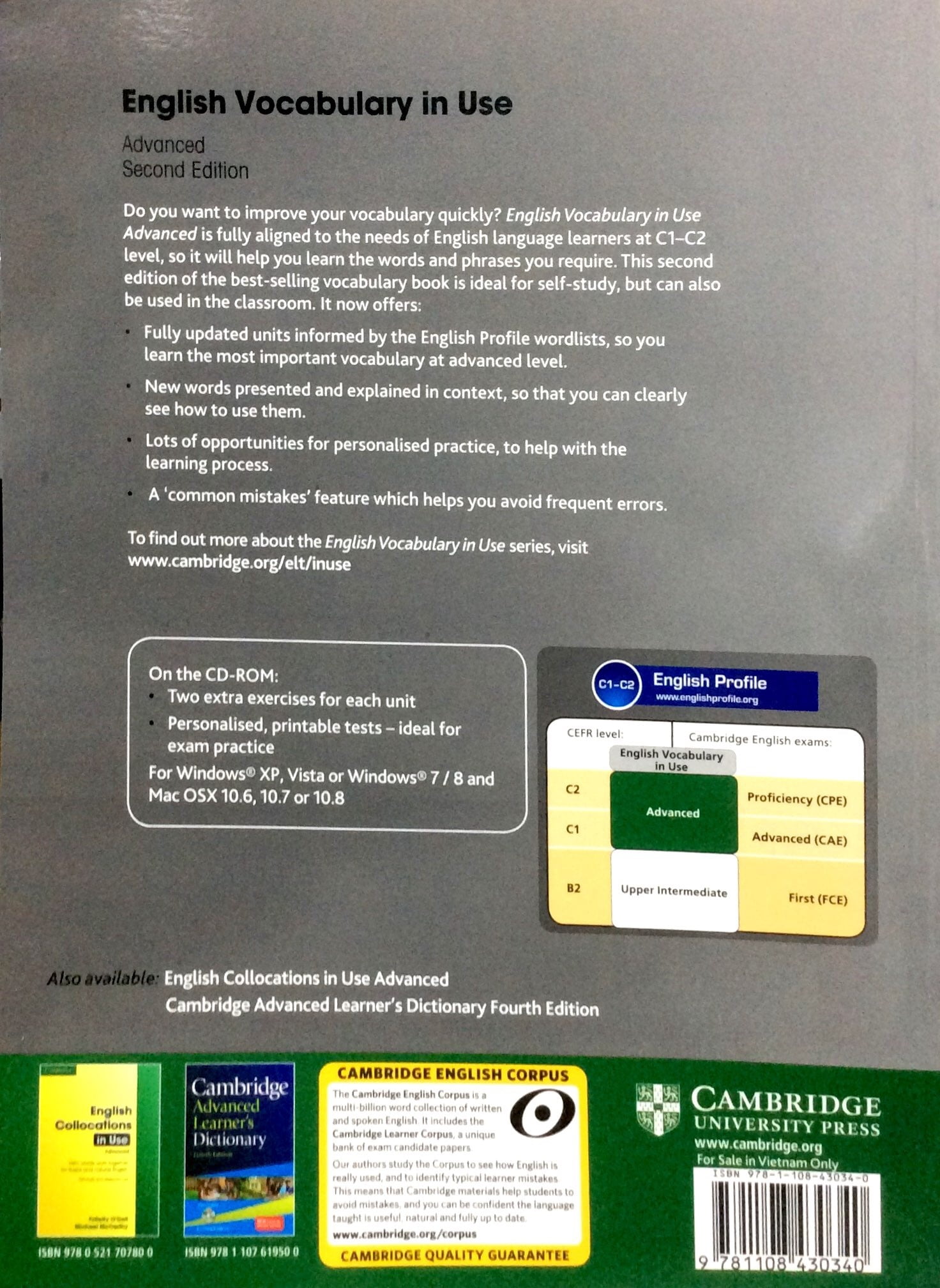English Vocabulary in Use: Advanced Book Fahasa Reprint Edition: Vocabulary Reference and Practice (CD-ROM)