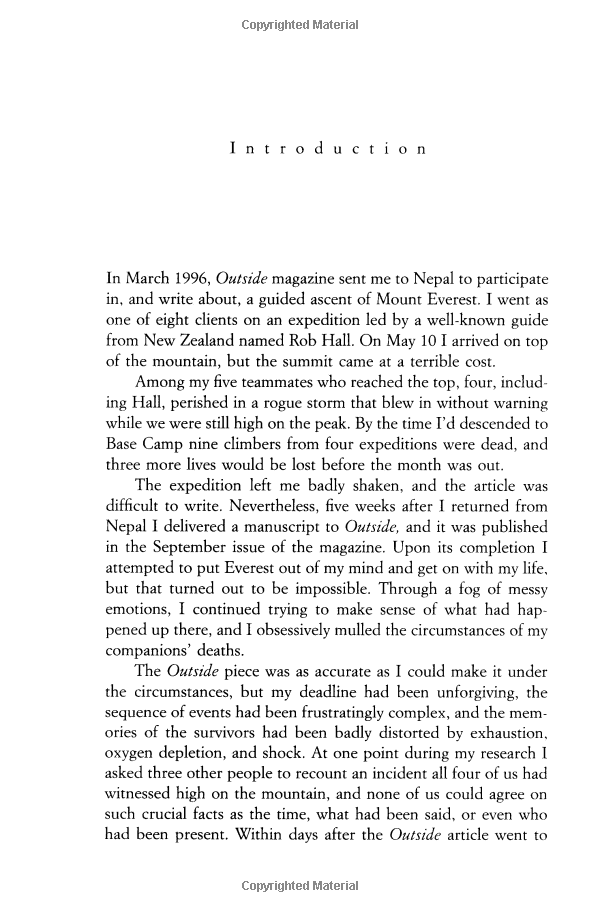 洋書 Mass Market Paperback, Into Thin Air: A Personal Account of the Mt. Everest Disaster