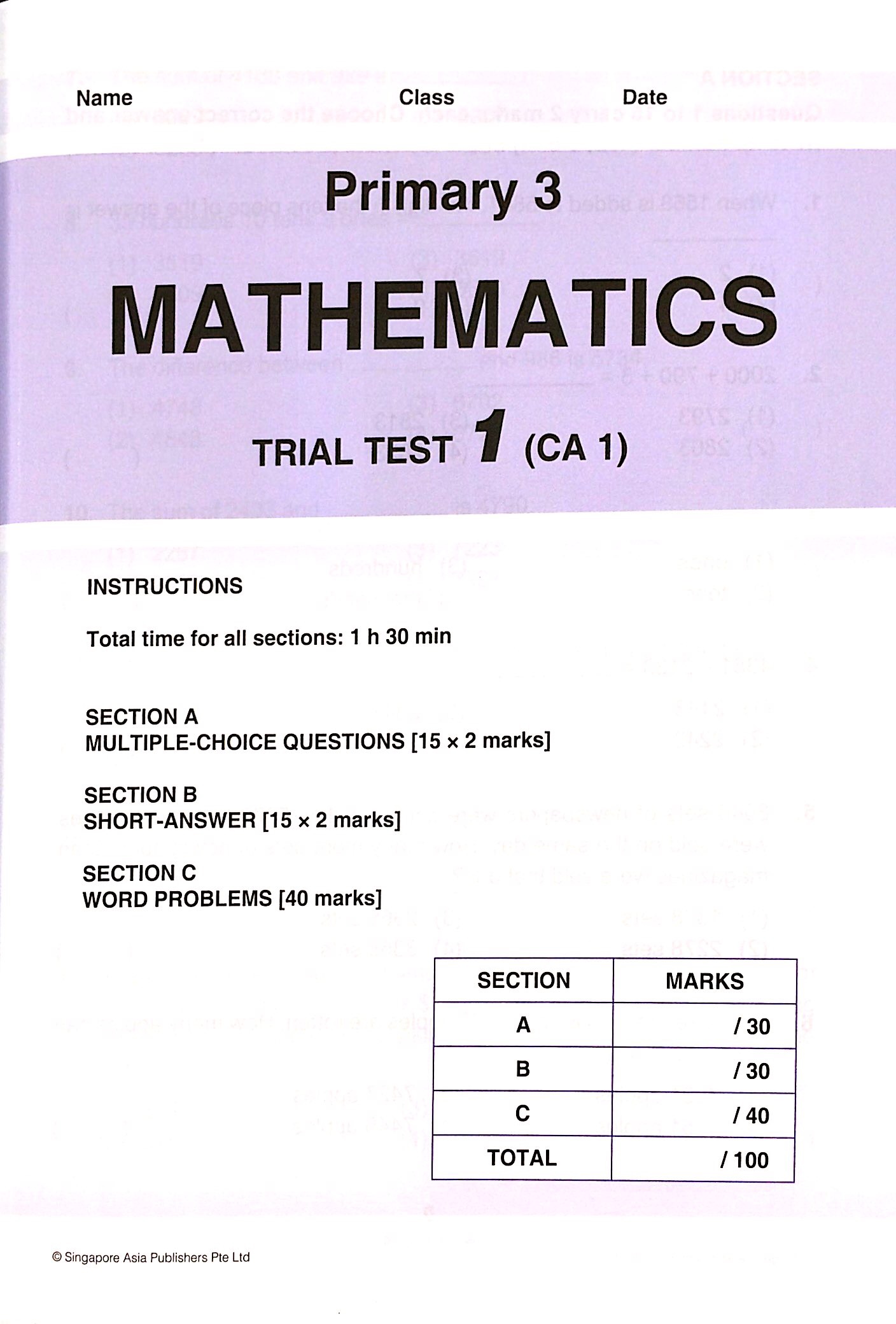 Proficiency Tests Mathematics Casa 3 - FAHASA.COM