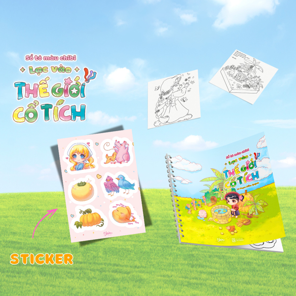 Sổ Tô Màu Chibi - Lạc Vào Thế Giới Cổ Tích - Bản Đặc Biệt - Tặng Kèm Sticker