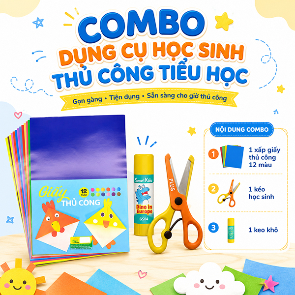Combo Dụng Cụ Học Sinh Thủ Công Tiểu Học