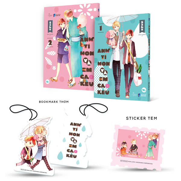 Bộ Manga - Anh Tí Hon Và Em Cao Kều - Tập 1 + Tập 2 (Bộ 2 Tập) - Bản Đặc Biệt - Tặng Kèm Sticker Tem + Bookmark Thơm