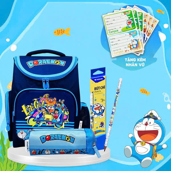 Combo Dụng Cụ Học Sinh Doraemon (Tặng Kèm Nhãn Vở)