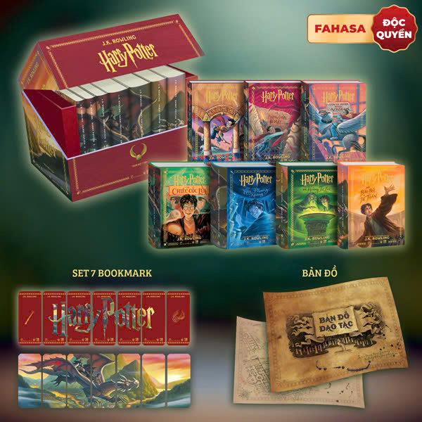 Boxset Harry Potter (Hộp 7 Cuốn) - Bìa Cứng - Tặng Kèm 7 Bookmark Ghép Hình In 2 Mặt + 1 Bản Đồ Đạo Tặc Khổ Poster - Độc Quyền Fahasa