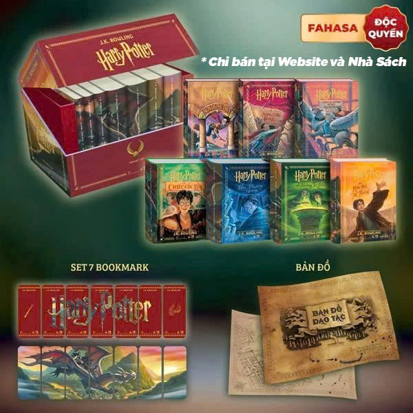 Boxset Harry Potter (Hộp 7 Cuốn) - Bìa Cứng - Tặng Kèm 7 Bookmark Ghép Hình In 2 Mặt + 1 Bản Đồ Đạo Tặc Khổ Poster - Độc Quyền Fahasa
